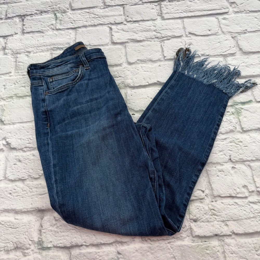 Joes Jeans The Charlie High Rise Skinny Ankle Blue Frayed Hem Denim Size 30